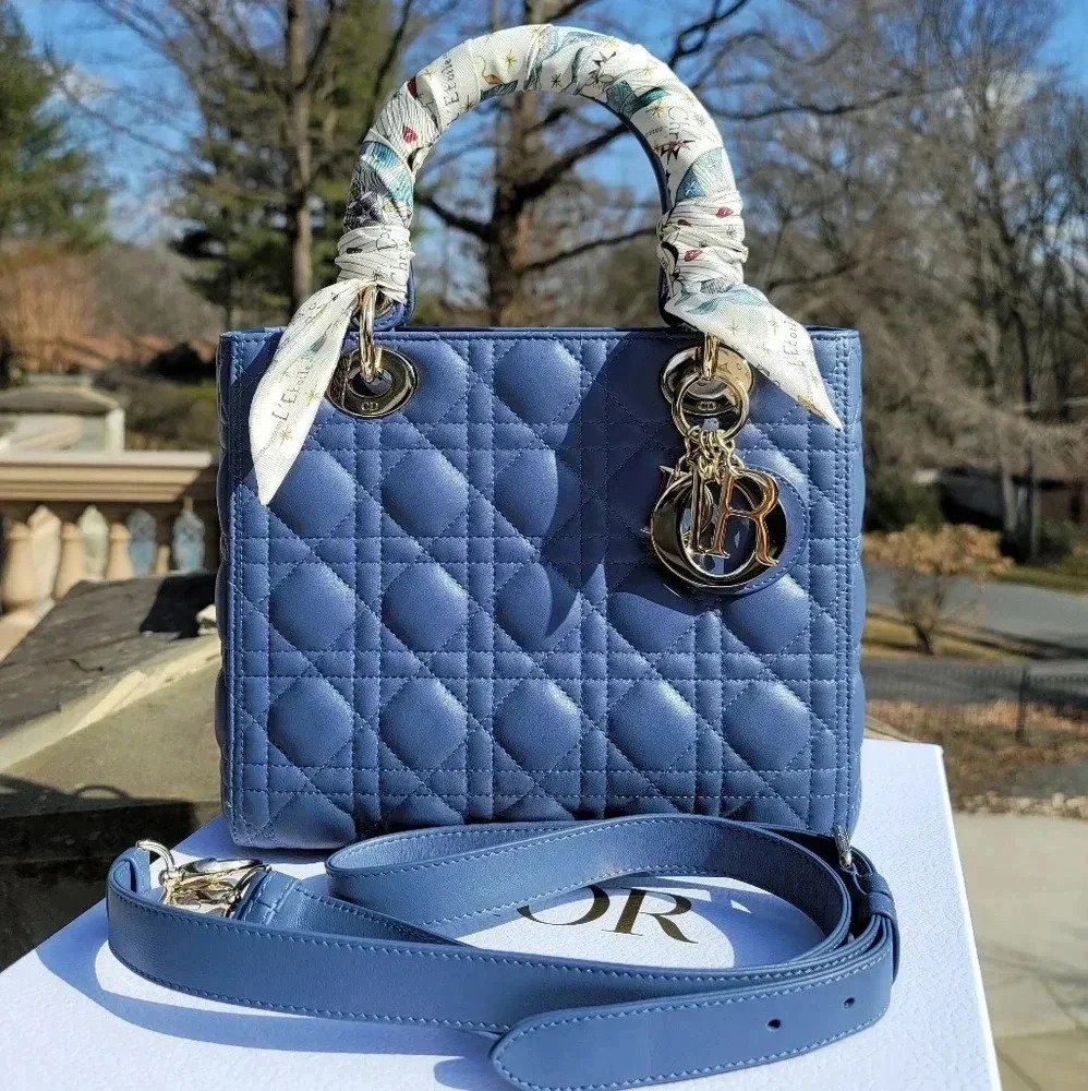 Lady Dior Medium Cloud Blue w/ Light Gold Hardware